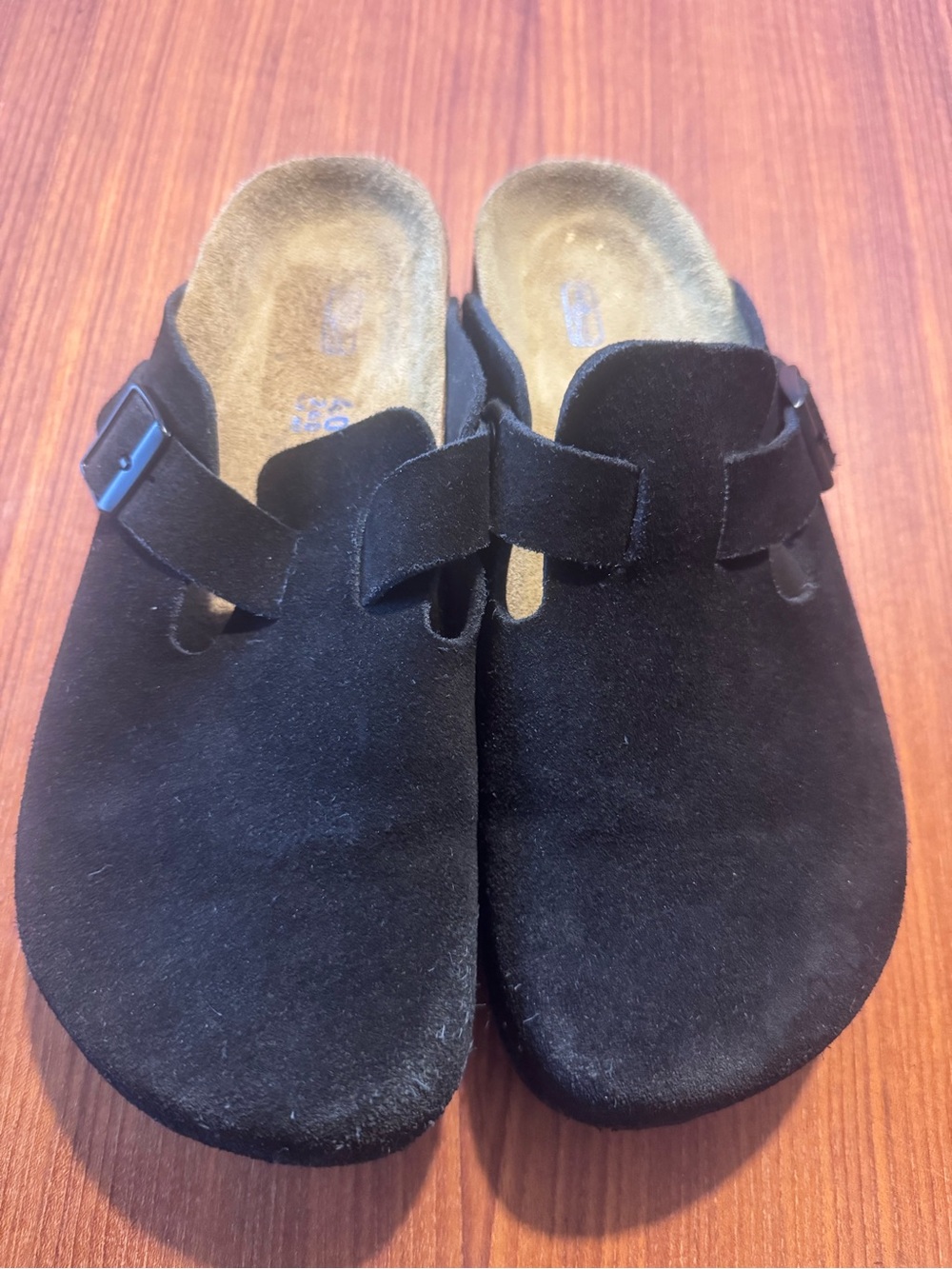 Birkenstock Black Suede Clog Mules with Adjustable Strap